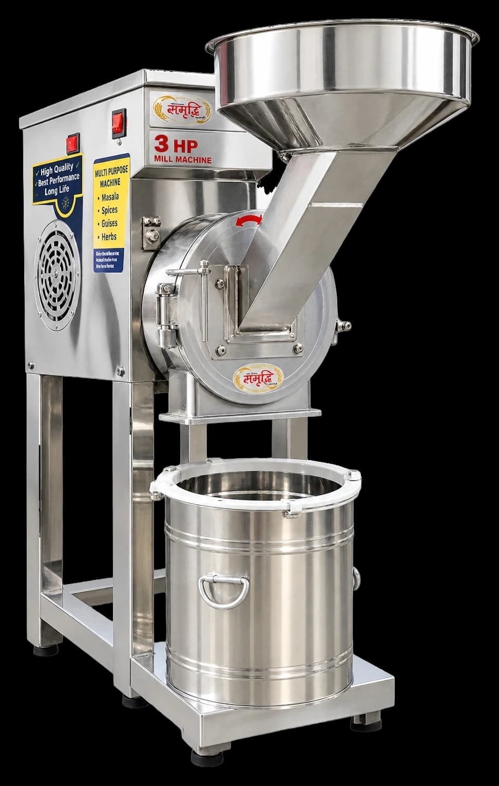 3HP 2in1 SS Atta Chakki (Single Chamber)