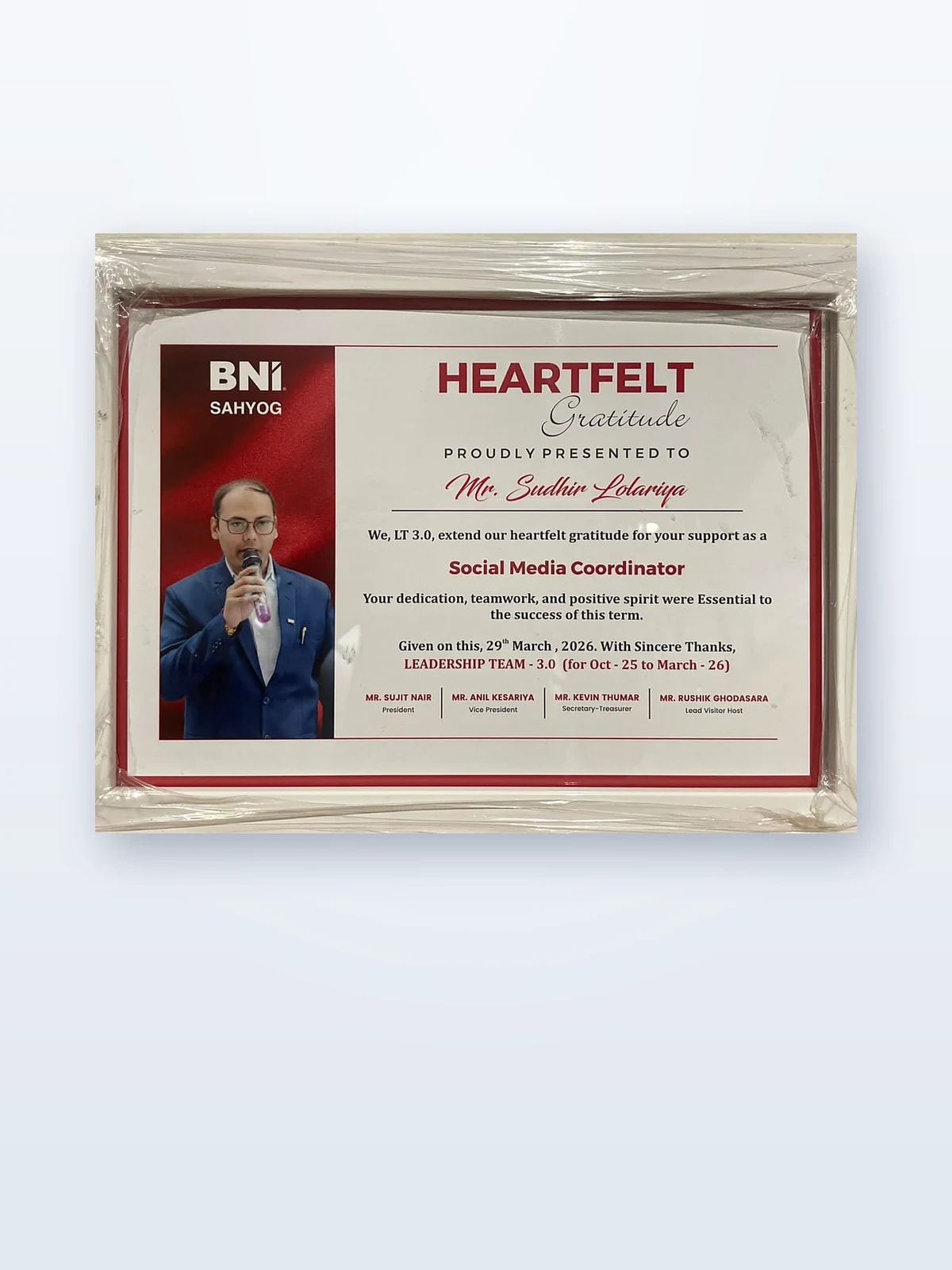Heartfelt Gratitude — BNI Sahyog 2026