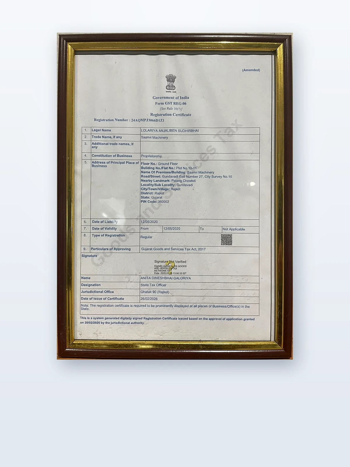 GST Registration Certificate